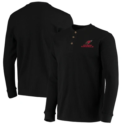 Men's Dunbrooke Black Arizona Cardinals Logo Maverick Thermal Henley Long Sleeve T-Shirt