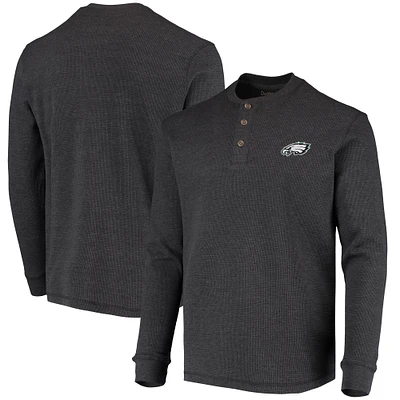 Men's Dunbrooke Charcoal Philadelphia Eagles Logo Maverick Thermal Henley Long Sleeve T-Shirt