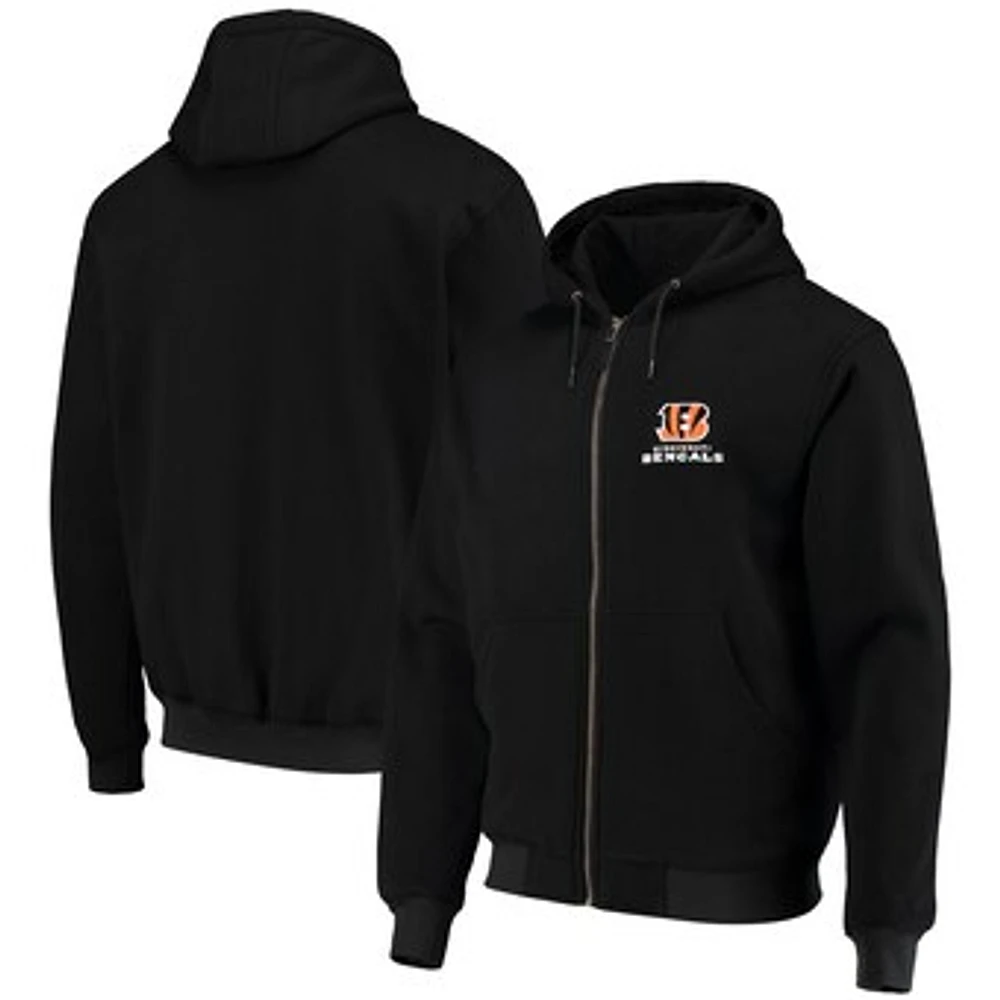 Men's Dunbrooke Black Cincinnati Bengals Craftsman Thermal-Lined Full-Zip Hoodie