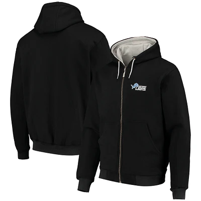 Men's Dunbrooke Black Detroit Lions Craftsman Thermal-Lined Full-Zip Hoodie