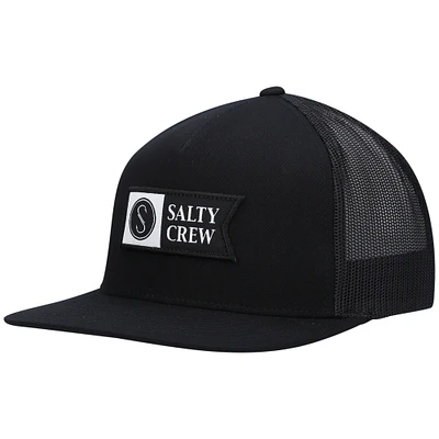 Men's Salty Crew Black Alpha Twill Trucker Snapback Hat