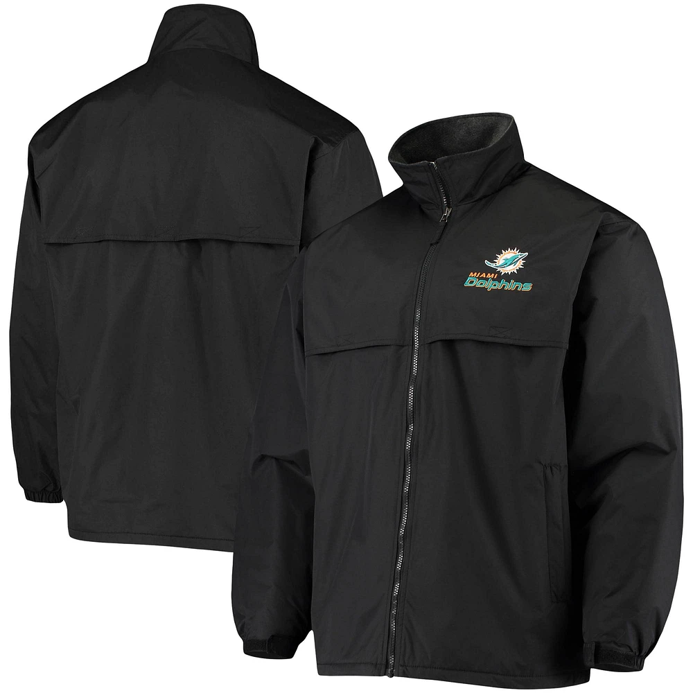 Men's Dunbrooke Black Miami Dolphins Triumph Fleece Full-Zip Jacket