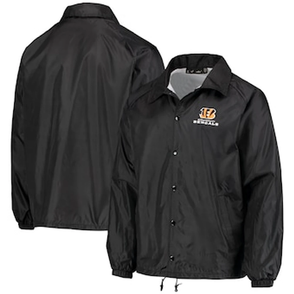 Men's Black Cincinnati Bengals Coaches Classic Raglan Full-Snap Windbreaker Jacket