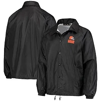 Men's Black Cleveland Browns Coaches Classic Raglan Full-Snap Windbreaker Jacket