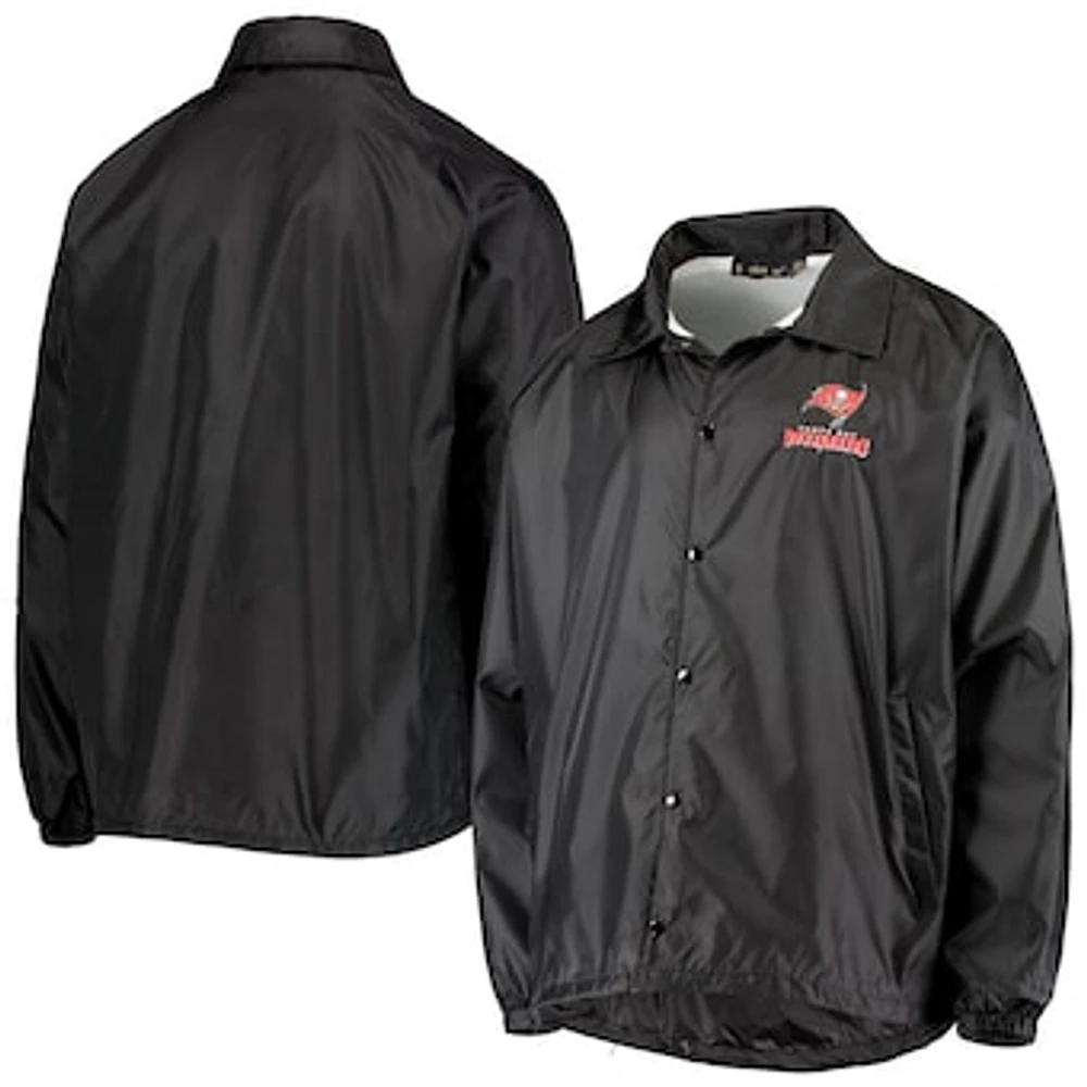 Men's Black Tampa Bay Buccaneers Coaches Classic Raglan Full-Snap Windbreaker Jacket