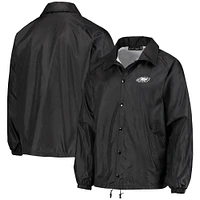 Men's Black Philadelphia Eagles Coaches Classic Raglan Full-Snap Windbreaker Jacket