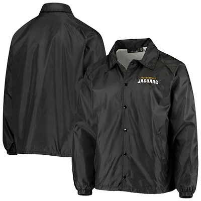 Men's Black Jacksonville Jaguars Coaches Classic Raglan Full-Snap Windbreaker Jacket