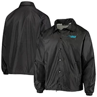 Men's Black Carolina Panthers Coaches Classic Raglan Full-Snap Windbreaker Jacket