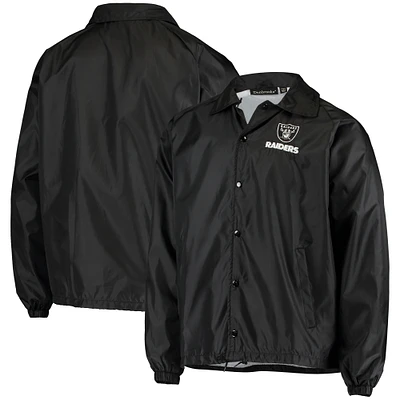 Men's Black Las Vegas Raiders Coaches Classic Raglan Full-Snap Windbreaker Jacket