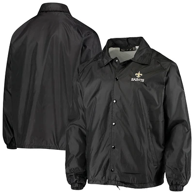 Men's Black New Orleans Saints Coaches Classic Raglan Full-Snap Windbreaker Jacket