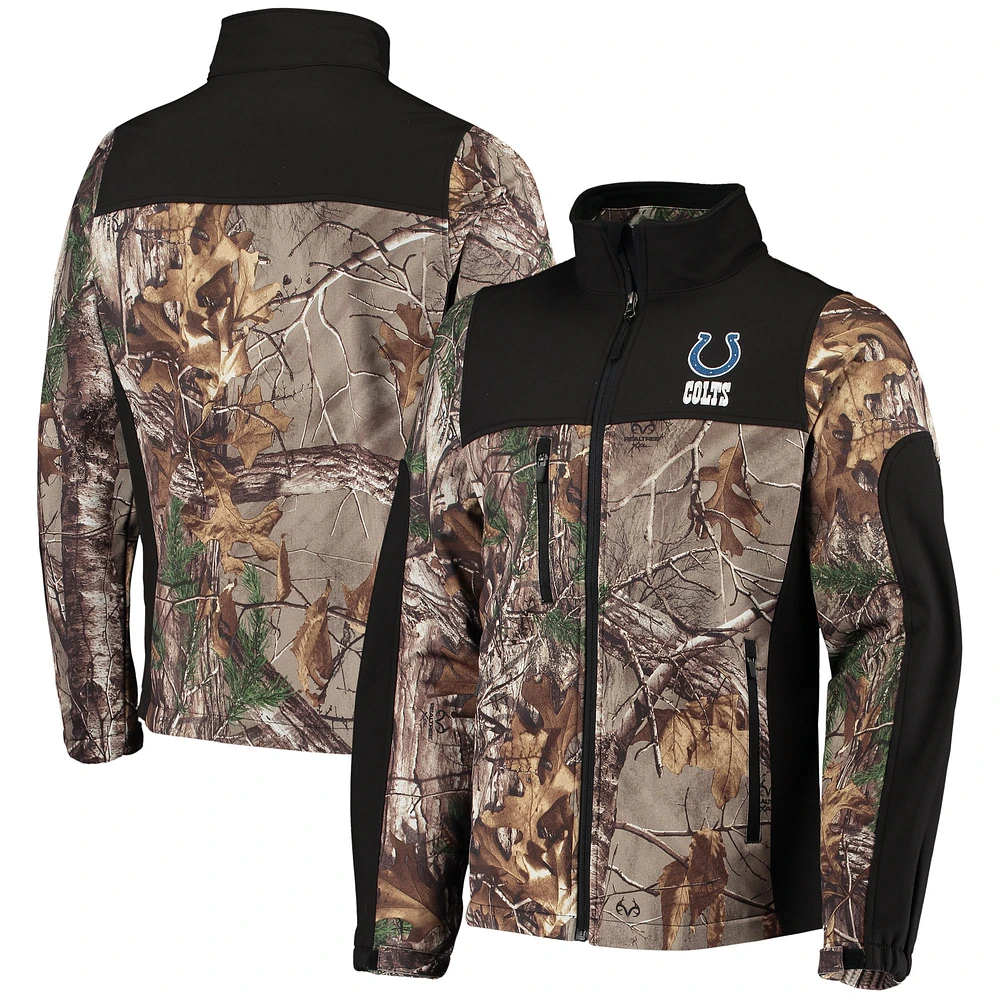 Men's Dunbrooke Realtree Camo/Black Indianapolis Colts Circle Hunter Softshell Full-Zip Jacket