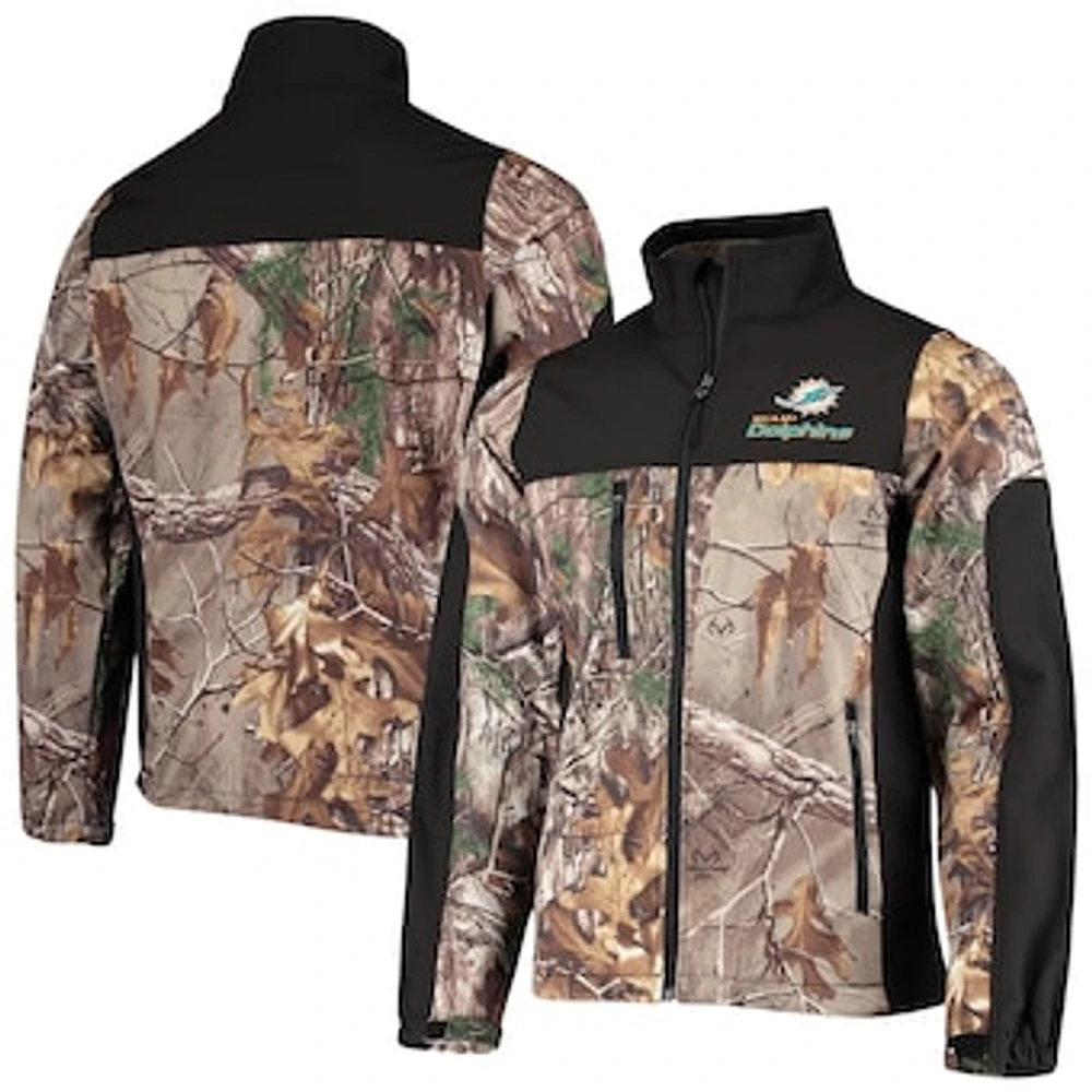 Men's Dunbrooke Realtree Camo/Black Miami Dolphins Circle Hunter Softshell Full-Zip Jacket