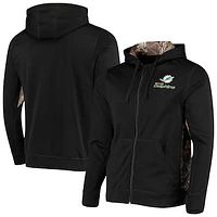 Men's Dunbrooke Black/Realtree Camo Miami Dolphins Decoy Tech Fleece Full-Zip Hoodie