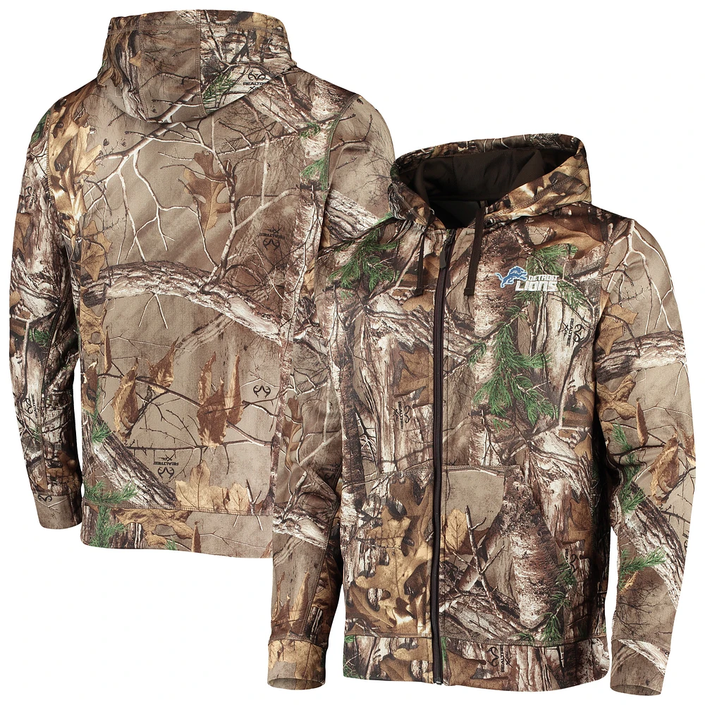 Men's Dunbrooke Realtree Camo Detroit Lions Trophy Tech Fleece Full-Zip Hoodie