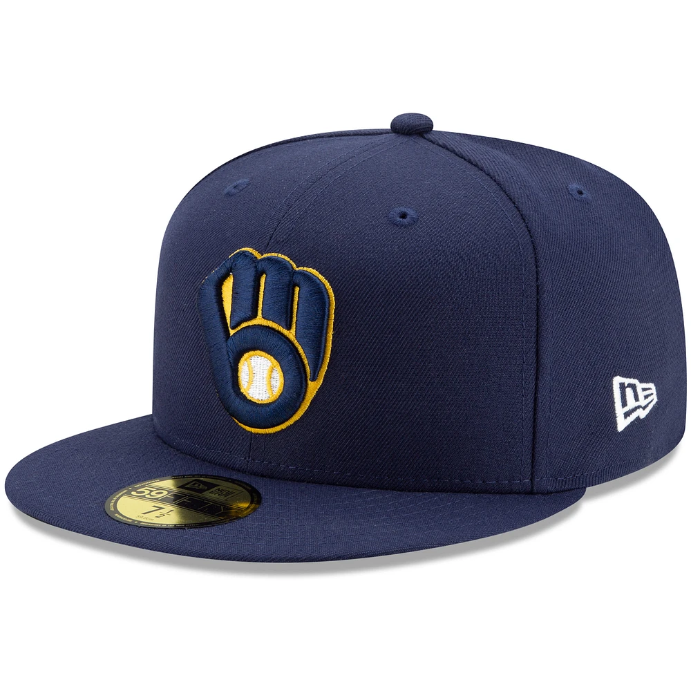 Men's New Era Navy Milwaukee Brewers Home Authentic Collection On-Field - 59FIFTY Fitted Hat