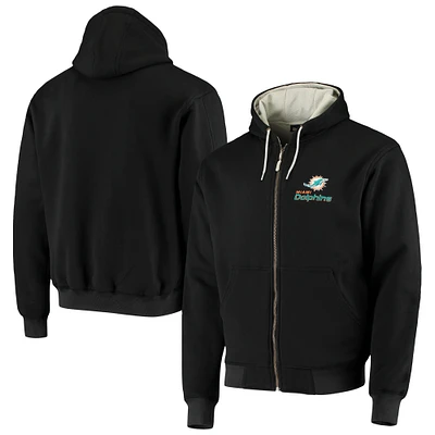 Men's Dunbrooke Black Miami Dolphins Craftsman Thermal-Lined Full-Zip Hoodie