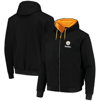 Men's Dunbrooke Black Pittsburgh Steelers Craftsman Thermal-Lined Full-Zip Hoodie