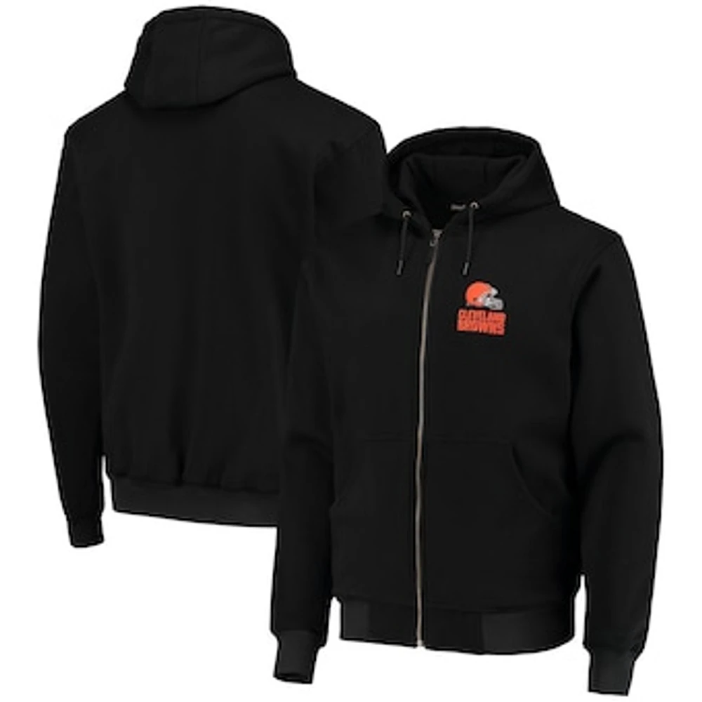 Men's Dunbrooke Black Cleveland Browns Craftsman Thermal-Lined Full-Zip Hoodie