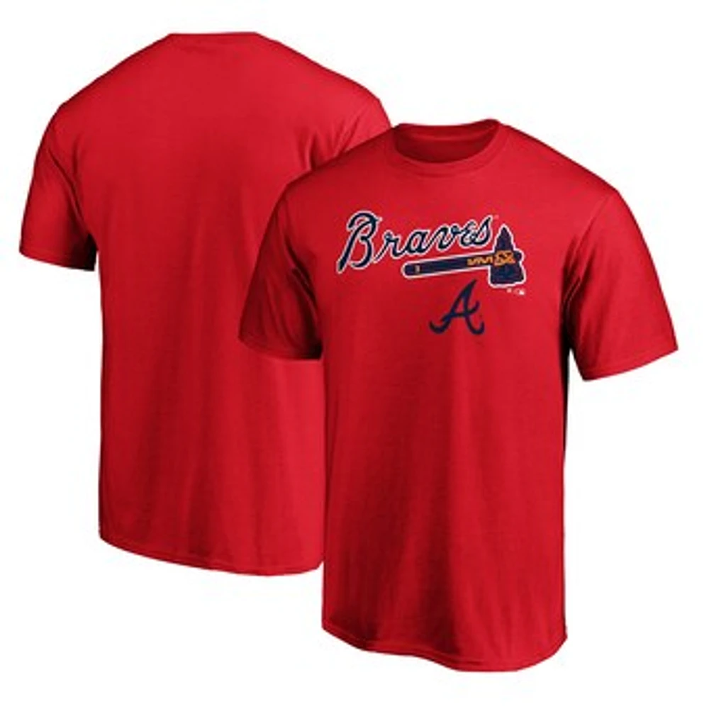 Men's Fanatics Red Atlanta Braves Team Logo Lockup T-Shirt