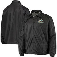 Men's Black Miami Dolphins Coaches Classic Raglan Full-Snap Windbreaker Jacket