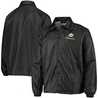 Men's Black Miami Dolphins Coaches Classic Raglan Full-Snap Windbreaker Jacket