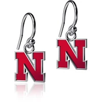 Women's Dayna Designs Nebraska Huskers Silver Enamel Dangle Earrings