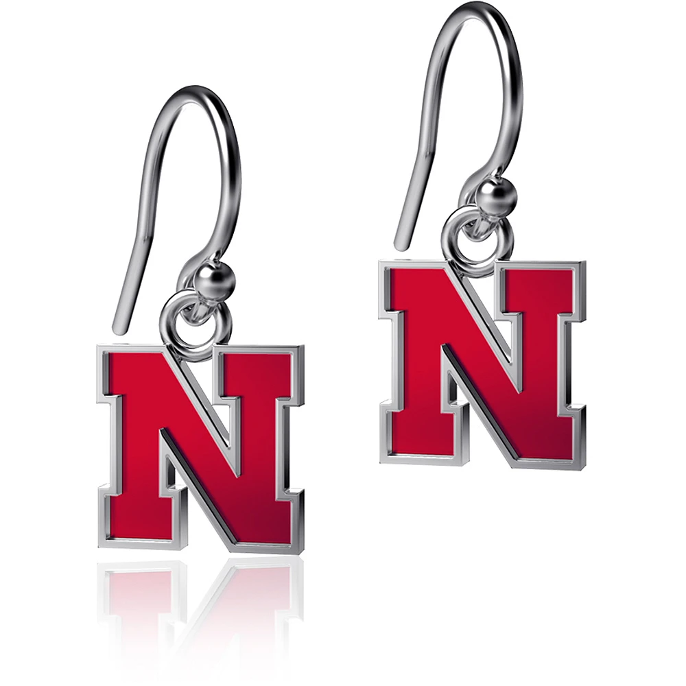 Women's Dayna Designs Nebraska Huskers Silver Enamel Dangle Earrings