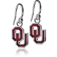 Women's Dayna Designs Oklahoma Sooners Silver Enamel Dangle Earrings