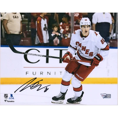 Martin Necas Carolina Hurricanes Autographed 8" x 10" White Jersey Skating Photograph