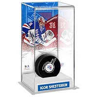 Igor Shesterkin New York Rangers Autographed Hockey Puck with Deluxe Tall Hockey Puck Case