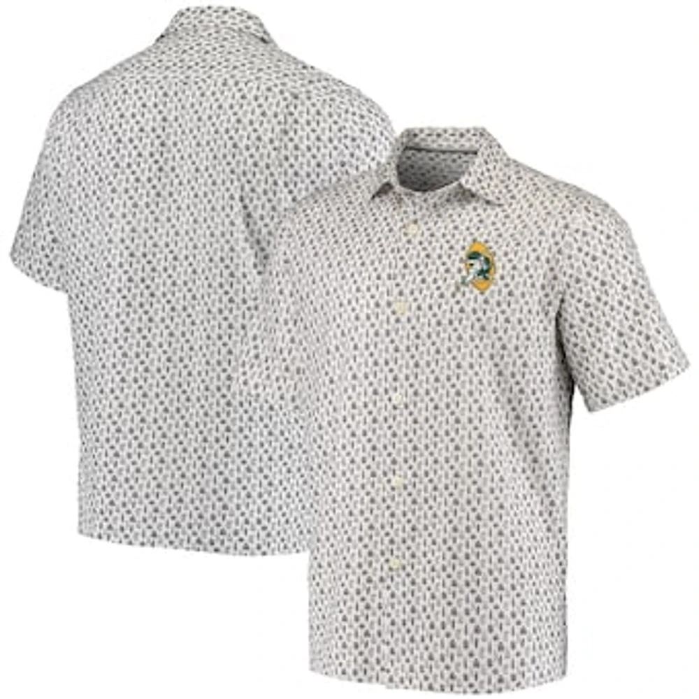 Men's Tommy Bahama White Green Bay Packers Baja Mar Throwback Woven Button-Up Shirt