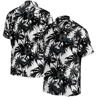 Men's Tommy Bahama Black Carolina Panthers Sport Harbor Island Hibiscus Camp Button-Up Shirt