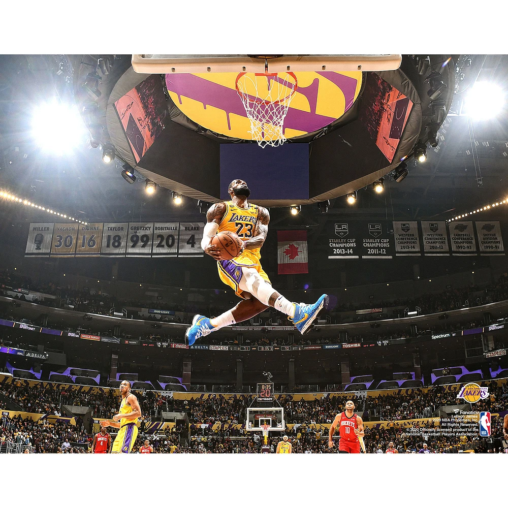 LeBron James Los Angeles Lakers Unsigned Dunk Against Houston Rockets Photograph