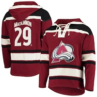 Men's '47 Nathan MacKinnon Burgundy Colorado Avalanche Player Name & Number Lacer Pullover Hoodie