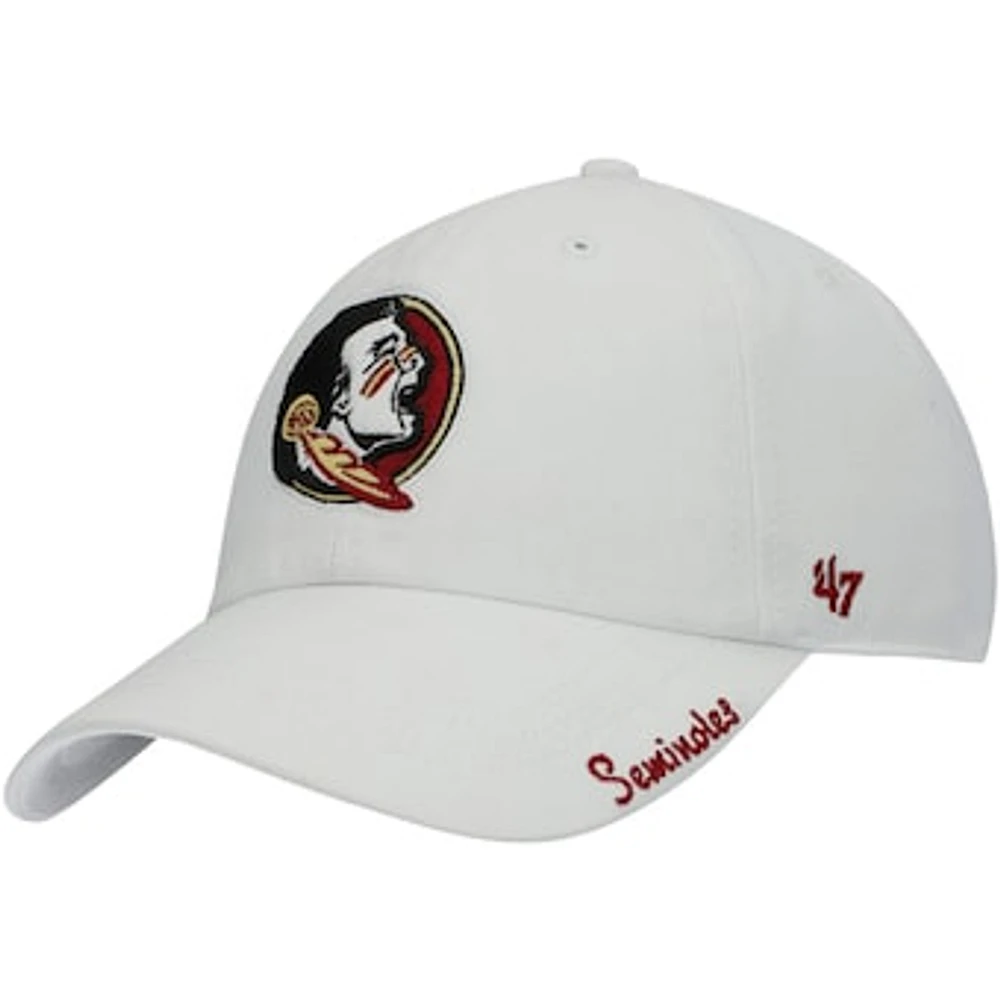 Women's '47 White Florida State Seminoles Miata Clean Up Logo Adjustable Hat