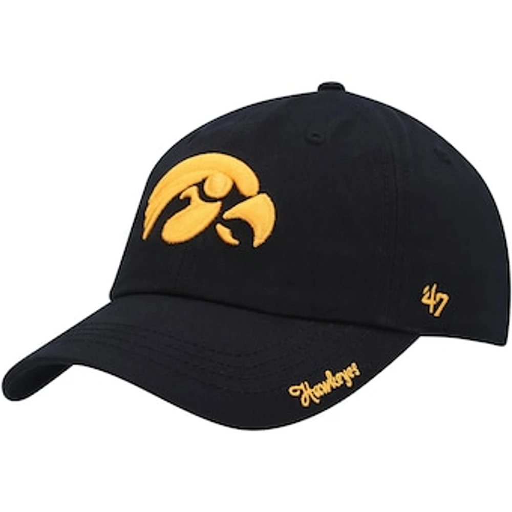 Women's '47 Black Iowa Hawkeyes Miata Clean Up Logo Adjustable Hat