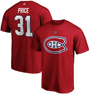 Men's Fanatics Carey Price Red Montreal Canadiens Logo Authentic Stack Name and Number - T-Shirt