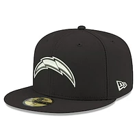 Men's New Era Black Los Angeles Chargers B-Dub Logo 59FIFTY Fitted Hat