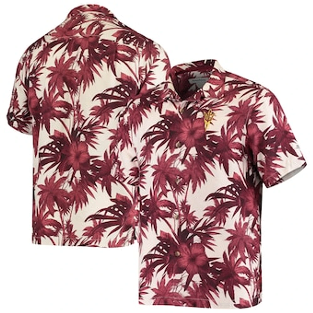 Men's Tommy Bahama Maroon Arizona State Sun Devils Harbor Island Hibiscus Button-Up Shirt