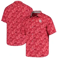 Men's Tommy Bahama Crimson Oklahoma Sooners Sport Jungle Shade Camp Button-Up Shirt