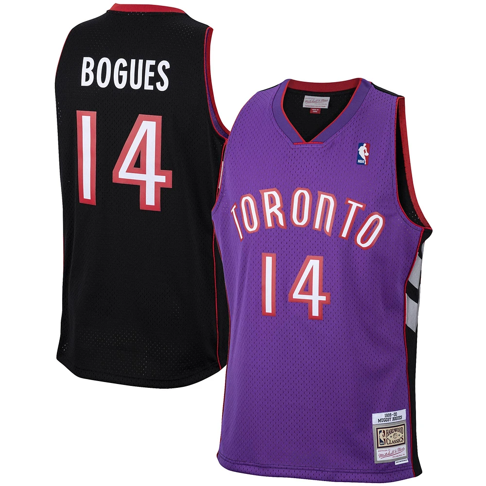 Men's Mitchell & Ness Muggsy Bogues Purple Toronto Raptors 2001/02 Hardwood Classics Swingman Jersey