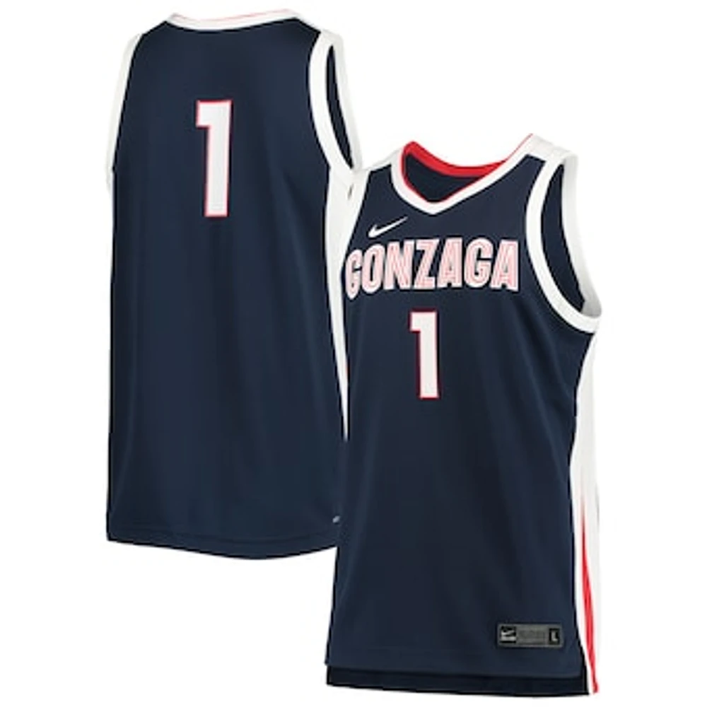 Men's Nike #1 Navy Gonzaga Bulldogs Replica Basketball Jersey