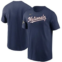 Men's Nike Navy Washington Nationals 2020 Gold Program Wordmark T-Shirt