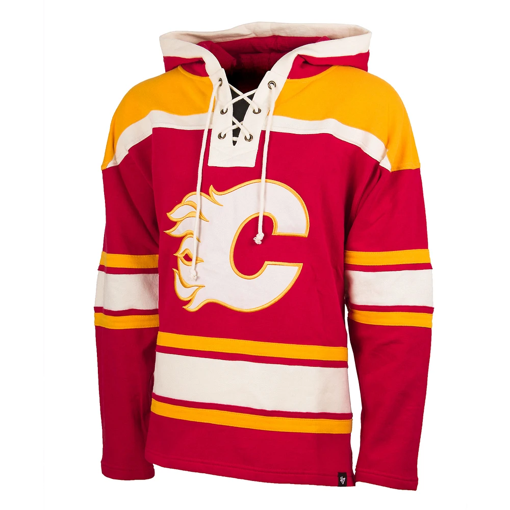 Men's '47 Red Calgary Flames Lacer Fleece - Pullover Hoodie