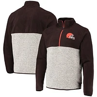 Men's '47 Brown/Oatmeal Cleveland Browns Color Block Kodiak Half-Zip Jacket