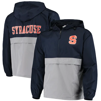 Men's Champion Navy Syracuse Orange Colorblock Packable Half-Zip Jacket