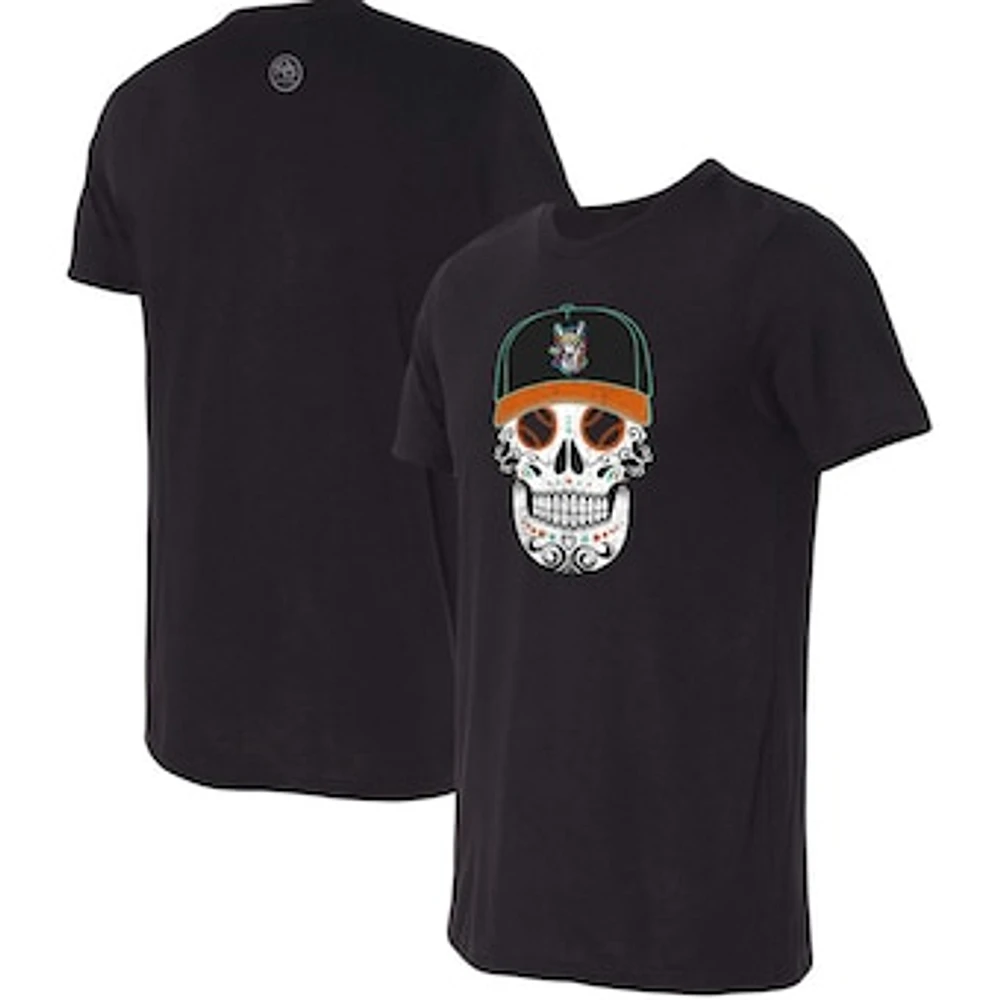 Men's Black Llamas de Hickory Copa la Diversion Sugar Skull Tri-Blend T-Shirt