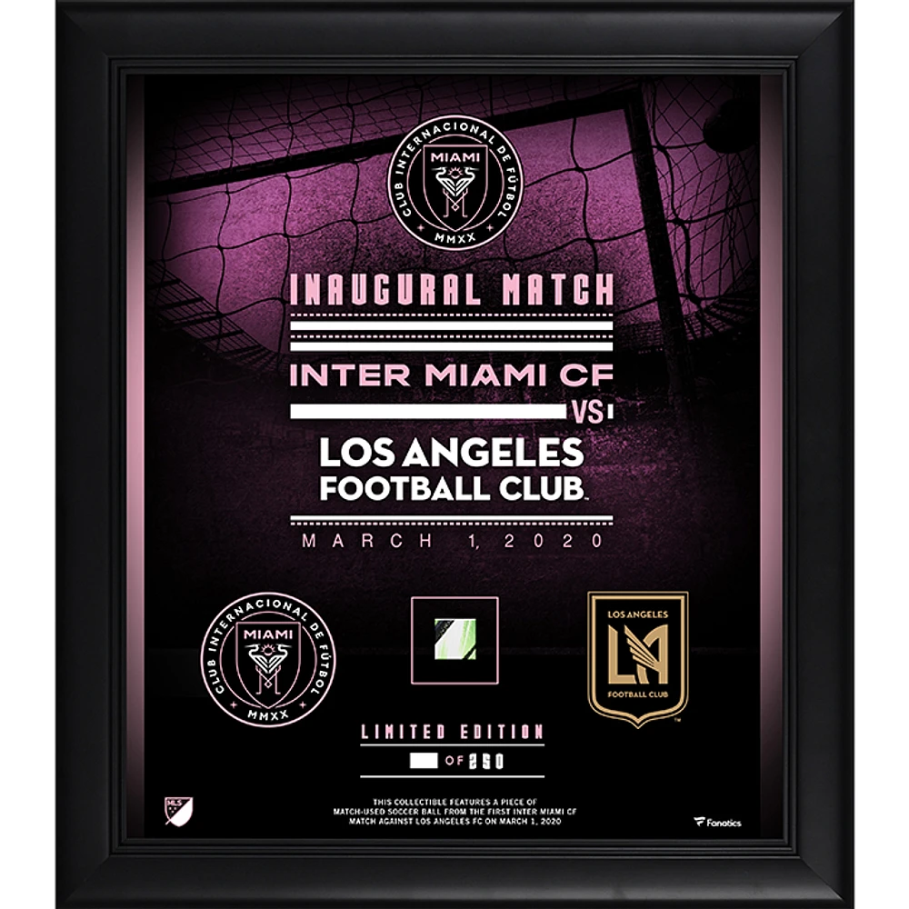Inter Miami CF Framed 15" x 17" Inaugural Game vs LAFC Collage with a Piece of Match-Used Soccer Ball - Limited Edition of 250
