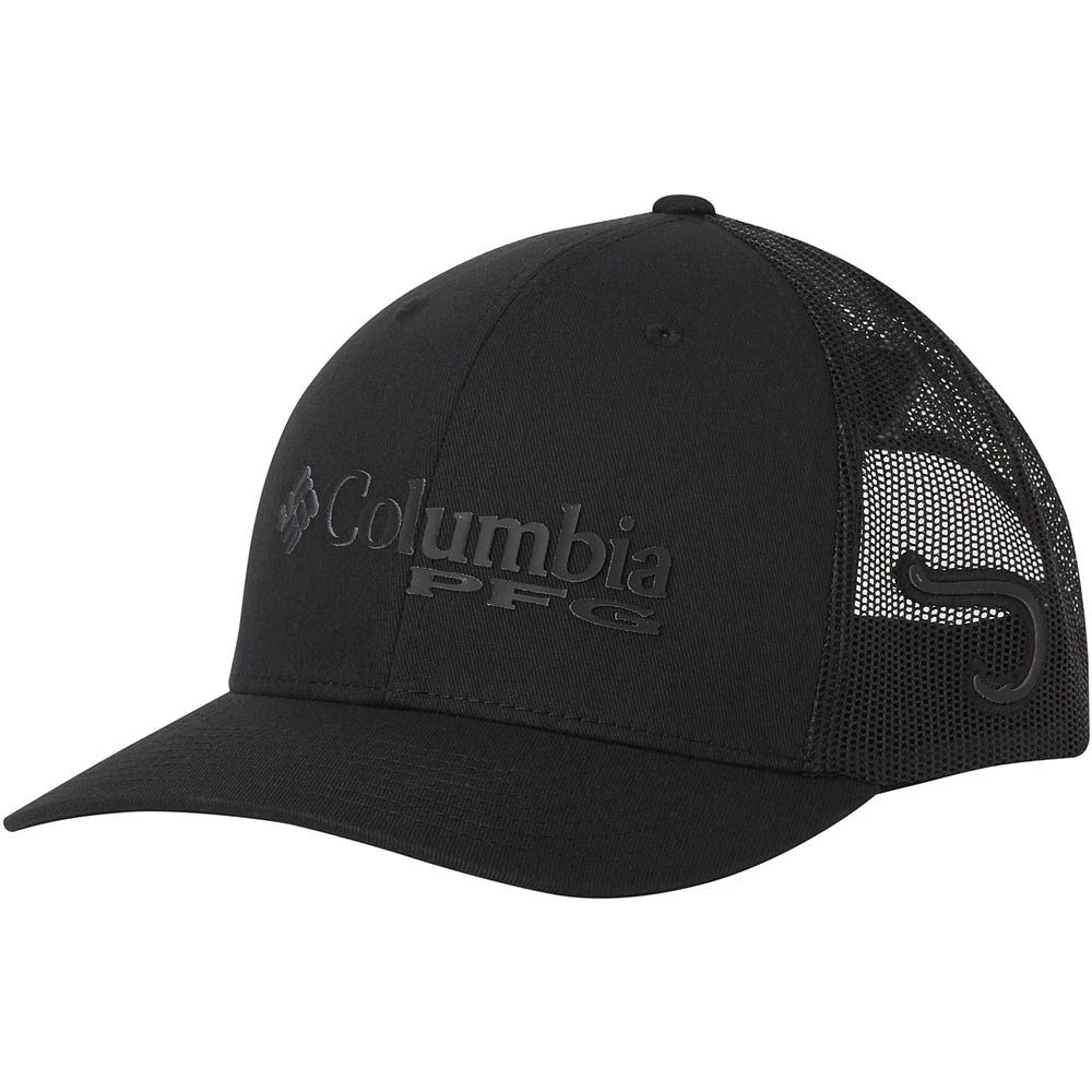 Men's Columbia Black PFG Fishhook Snapback Hat