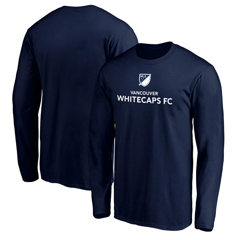 Men's Navy Vancouver Whitecaps FC Shielded Logo Long Sleeve T-Shirt